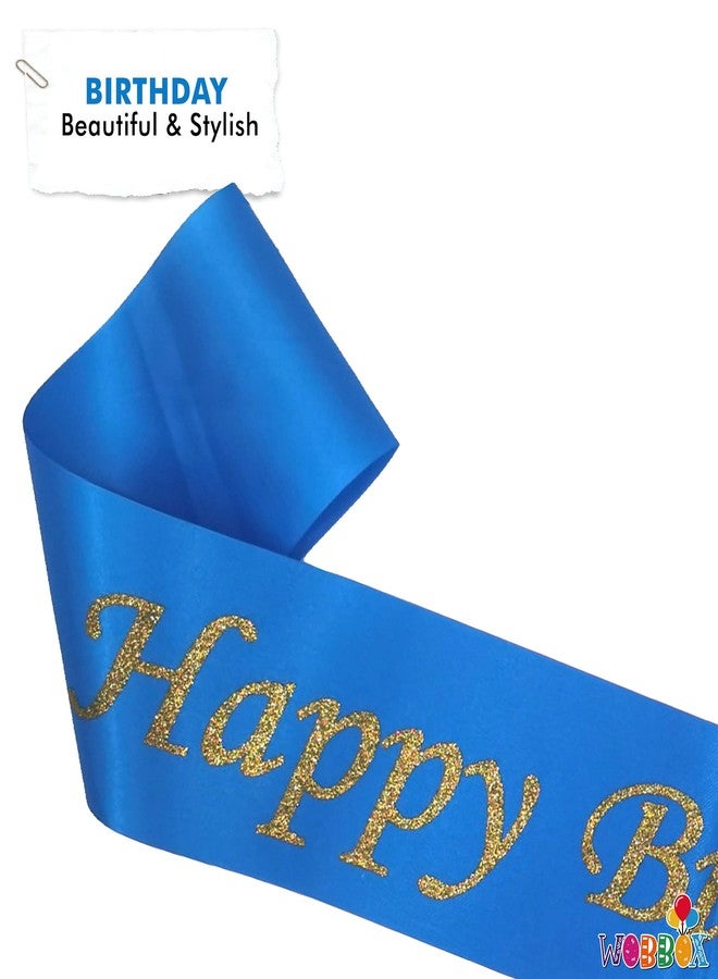 ووبوكس وشاح عيد ميلاد للبنات من ووبوكس، وشاح عيد ميلاد سعيد للبنات، وشاح عيد ميلاد للأطفال، وشاح عيد ميلادي، زينة عيد ميلاد، عيد ميلاد سعيد لامع باللونين الأزرق والذهبي (قطعة واحدة) (FP3568) - Image 2